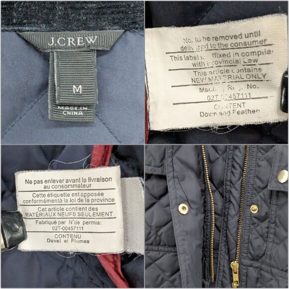 J.CREW Quilted Field Jacket Womens Navy Blue Full Zip Corduroy Collar Size M - Picture 5 of 10